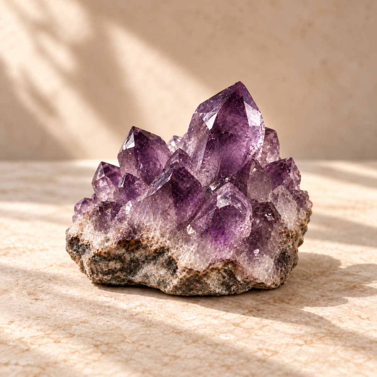 Amethyst crystal cluster for Calm energy collection