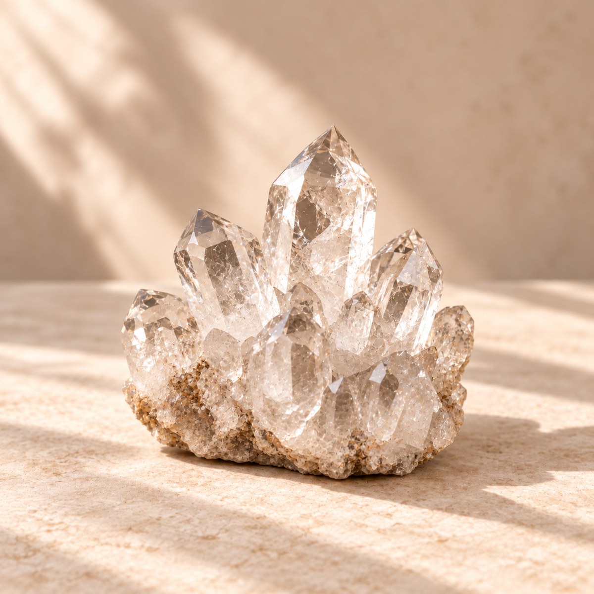 Clear quartz crystal cluster for Clarity energy collection