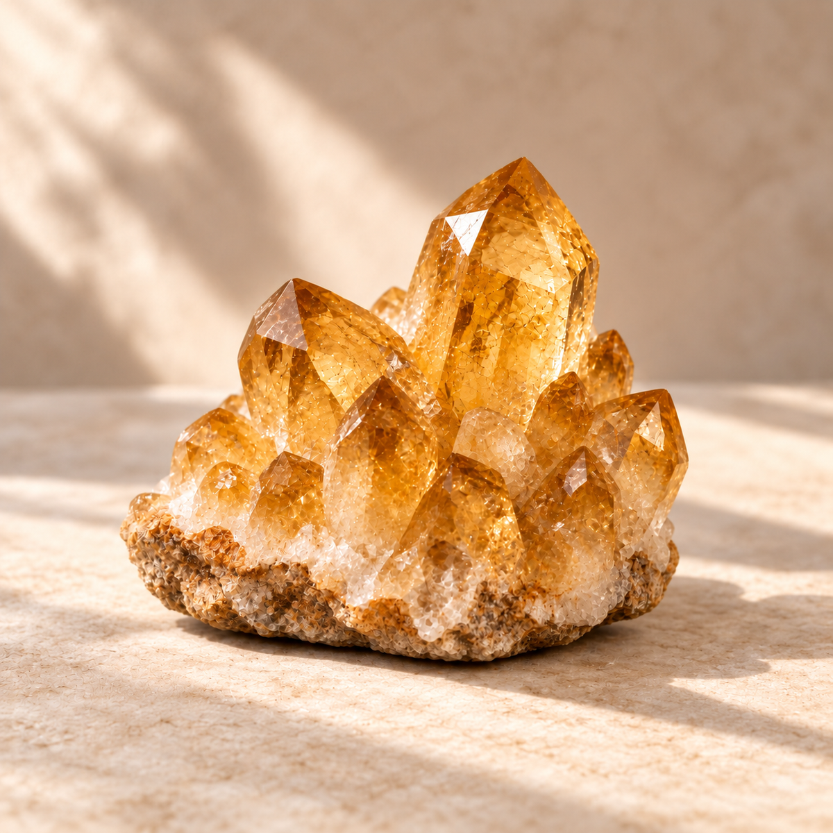 Golden citrine crystal cluster for Creativity energy collection