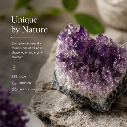 Raw Amethyst crystal showing natural purple quartz formation