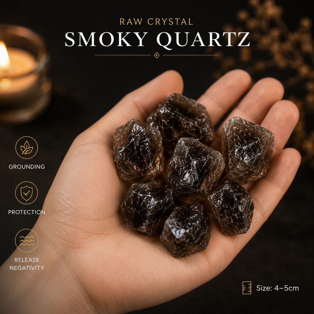 Natural Smoky Quartz crystal with unique texture and smoky coloration