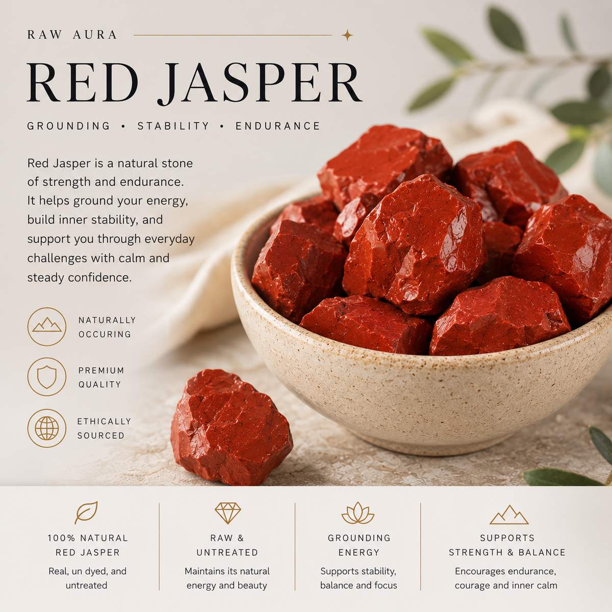 Red Jasper raw crystal for grounding stability and endurance