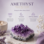 Amethyst raw crystal associated with calm and intuition