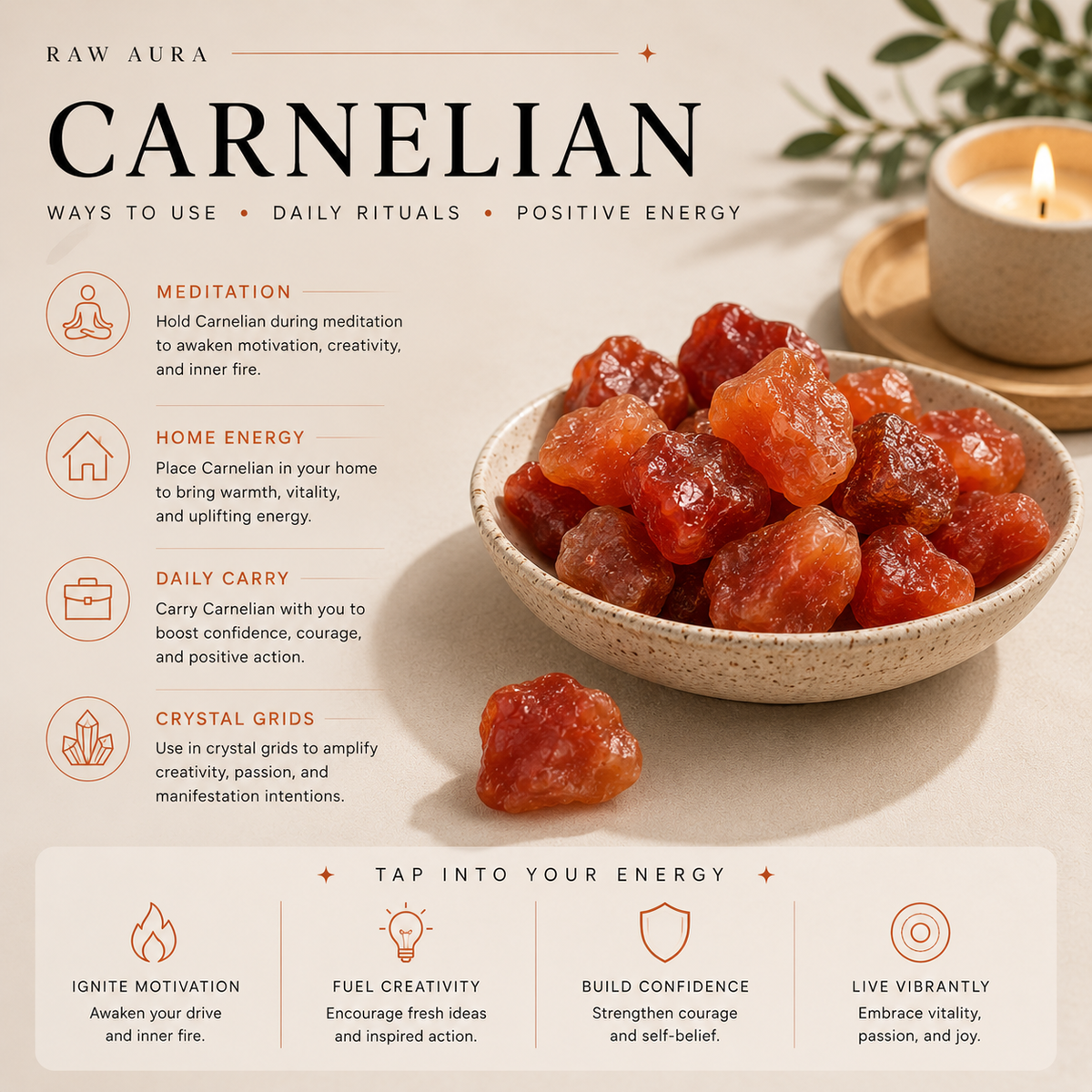How to use Carnelian crystal for meditation and daily rituals