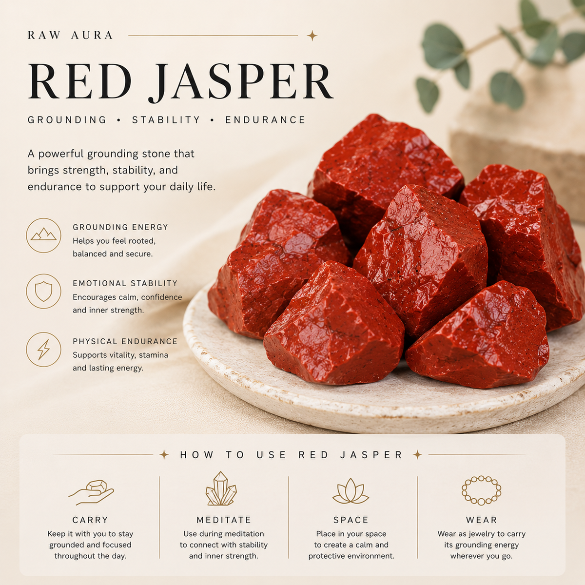 How to use Red Jasper raw crystal for daily rituals