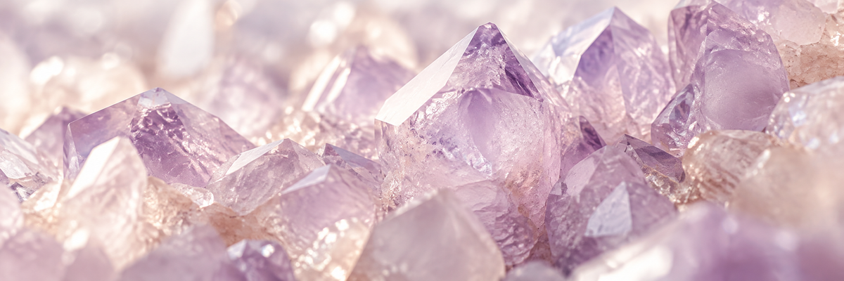 Close-up of natural amethyst crystals